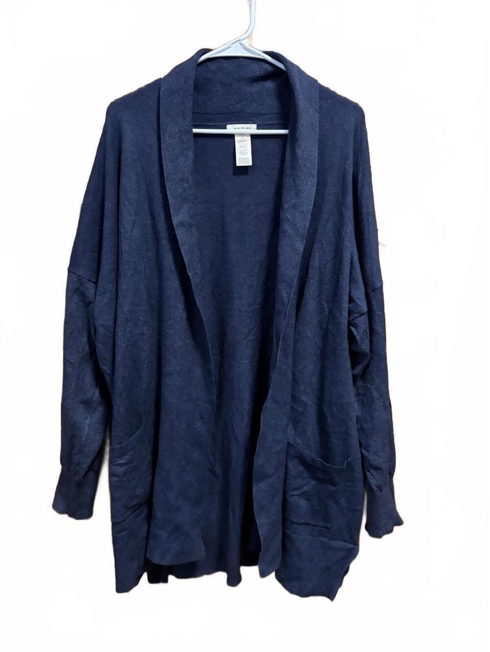 Max Studio Navy Open Front Cardigan XL